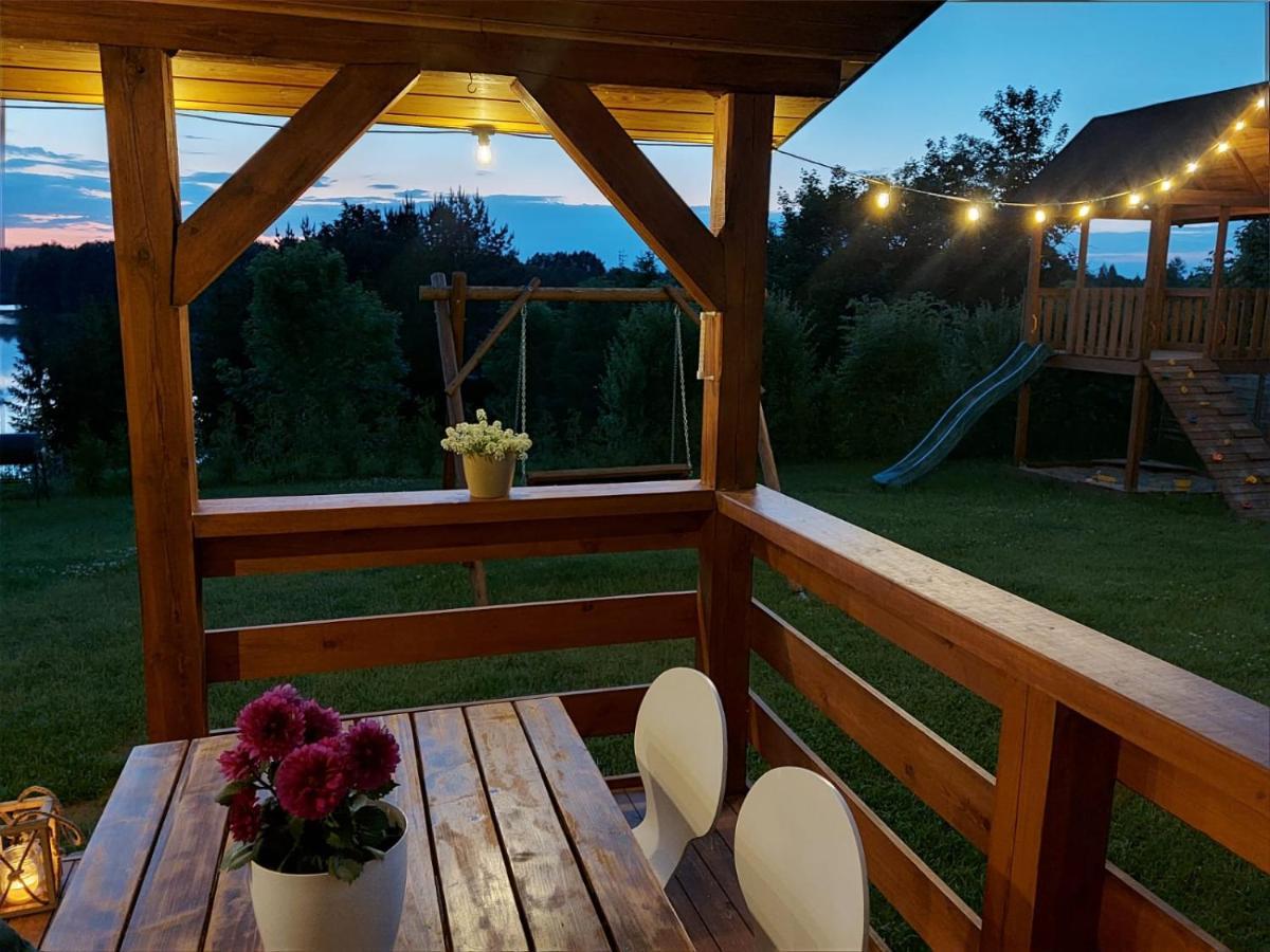 Domek Z Kominkiem Nad Jeziorem Z Jacuzzi Ogrodowym Sumowo  Dış mekan fotoğraf